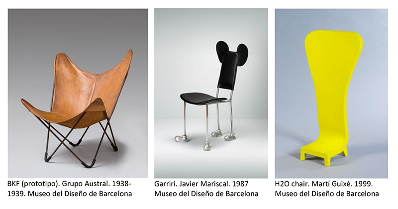 Images of the chairs exhibited in the Museu del Disseny de Barcelona