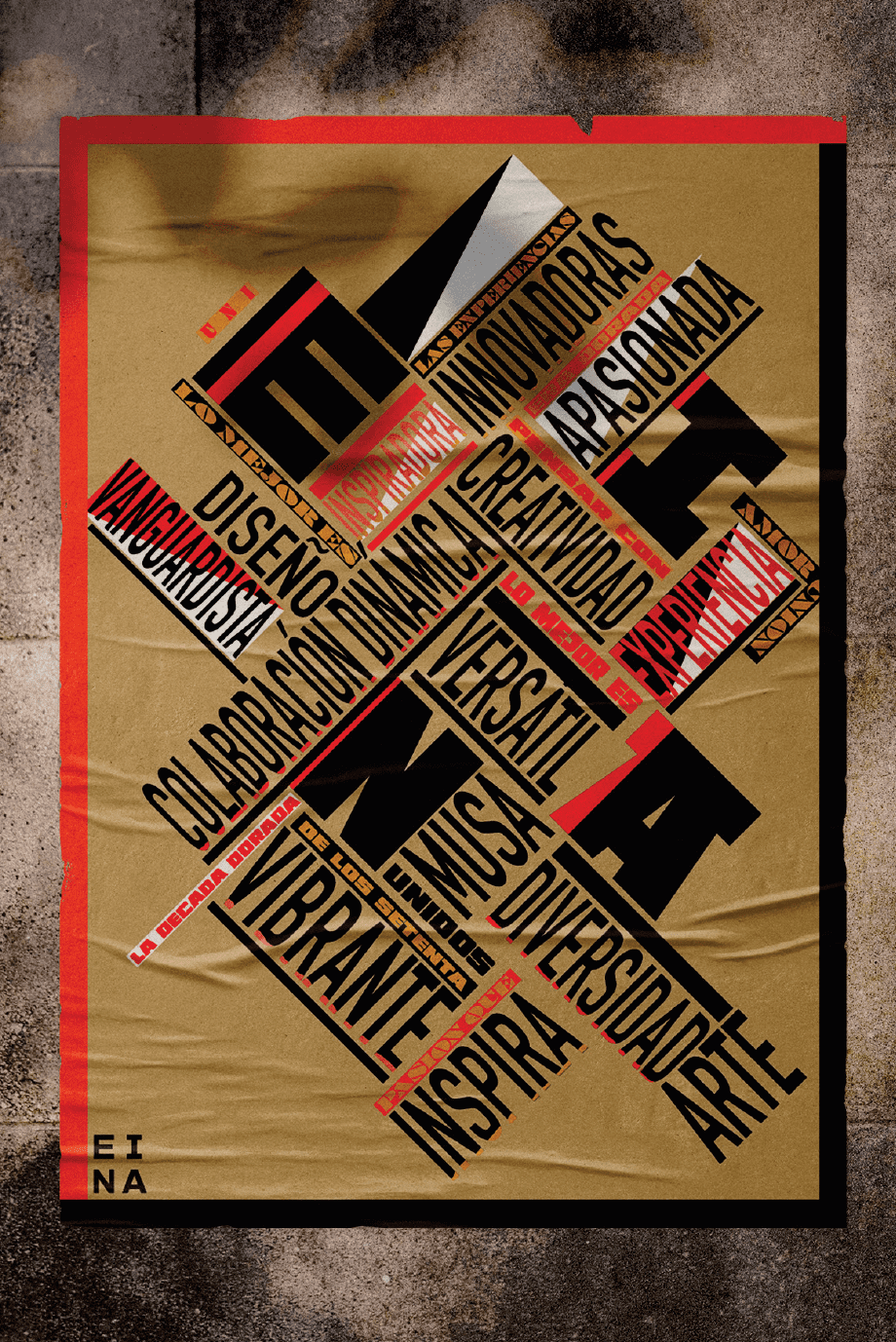 "Póster de EINA ". Claudia Oliver and Nela Domenech in the style of Paula Scher