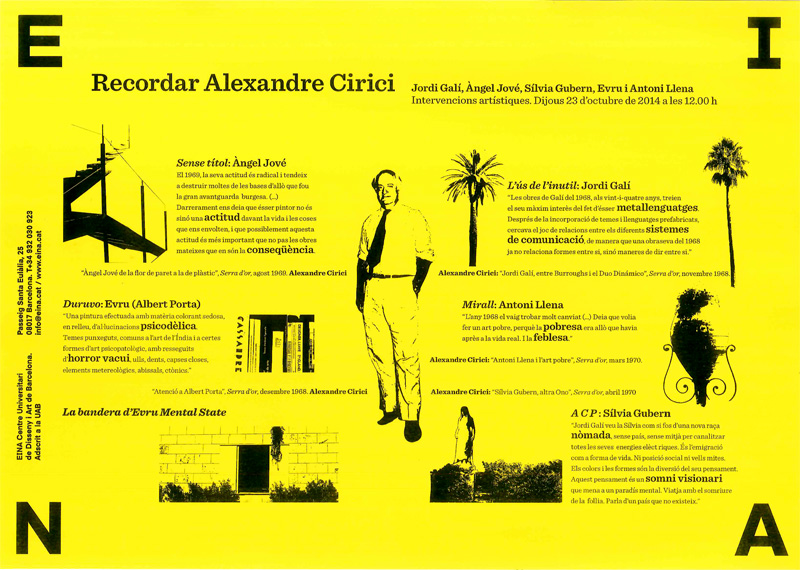 EINA: Remembering Cirici - Jordi Gali, Angel Jove, Silvia Gubern, Evru and Antoni Llena 