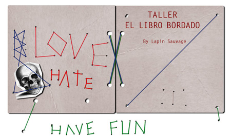 EINA's Teacher Claudio Molina in the "7è Festival de llibres il·lustrats - BCN" teaching the workshop "The Embroidered Book"