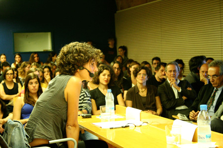 Marina Garcés giving inaugural lecture "Sense curs", corresponding to the opening of EINA's academic year 2013-14