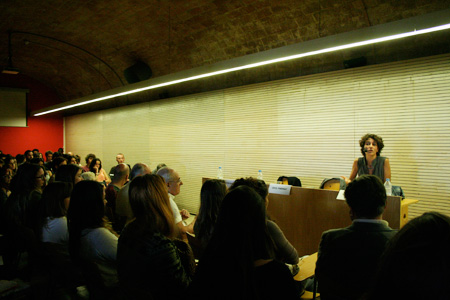 Marina Garcés giving inaugural lecture "Sense curs", corresponding to the opening of EINA's academic year 2013-14