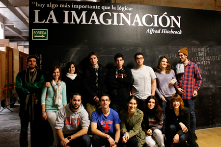 3rd Grade Design Students during the application of the vinyls at the AAAB space - Mactac