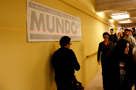 3rd Grade Design Students during the application of the vinyls at the AAAB space - Mactac