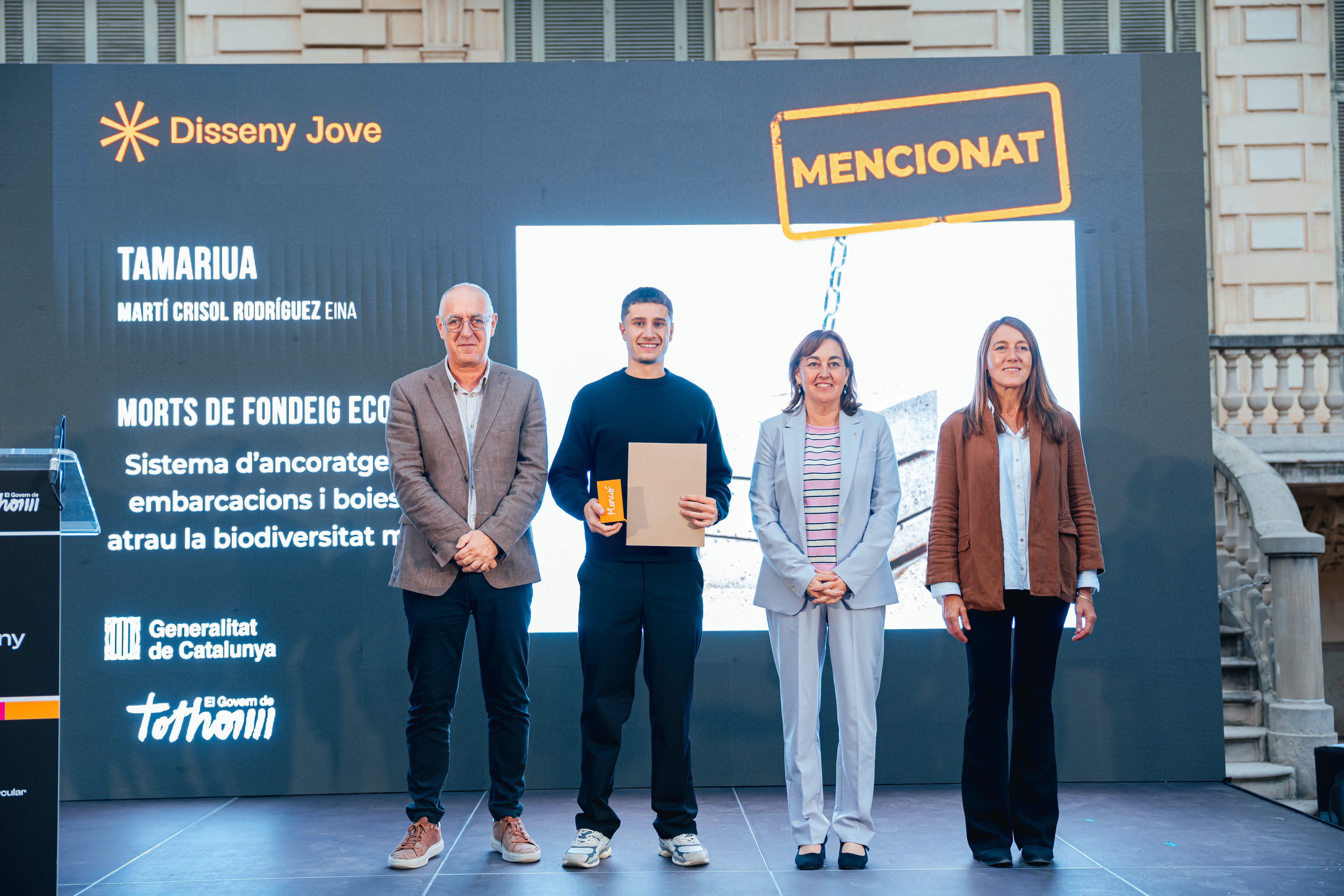 D’esquerra a dreta: Albert Planell, director de l’Agència de Residus de Catalunya (ARC), Martí Crisol, Sílvia Paneque i Sureda, consellera del Departament de Territori, Habitatge i Transició Ecològica i Sonsoles Letang, directora general de Canvi Climàtic i Qualitat Ambiental