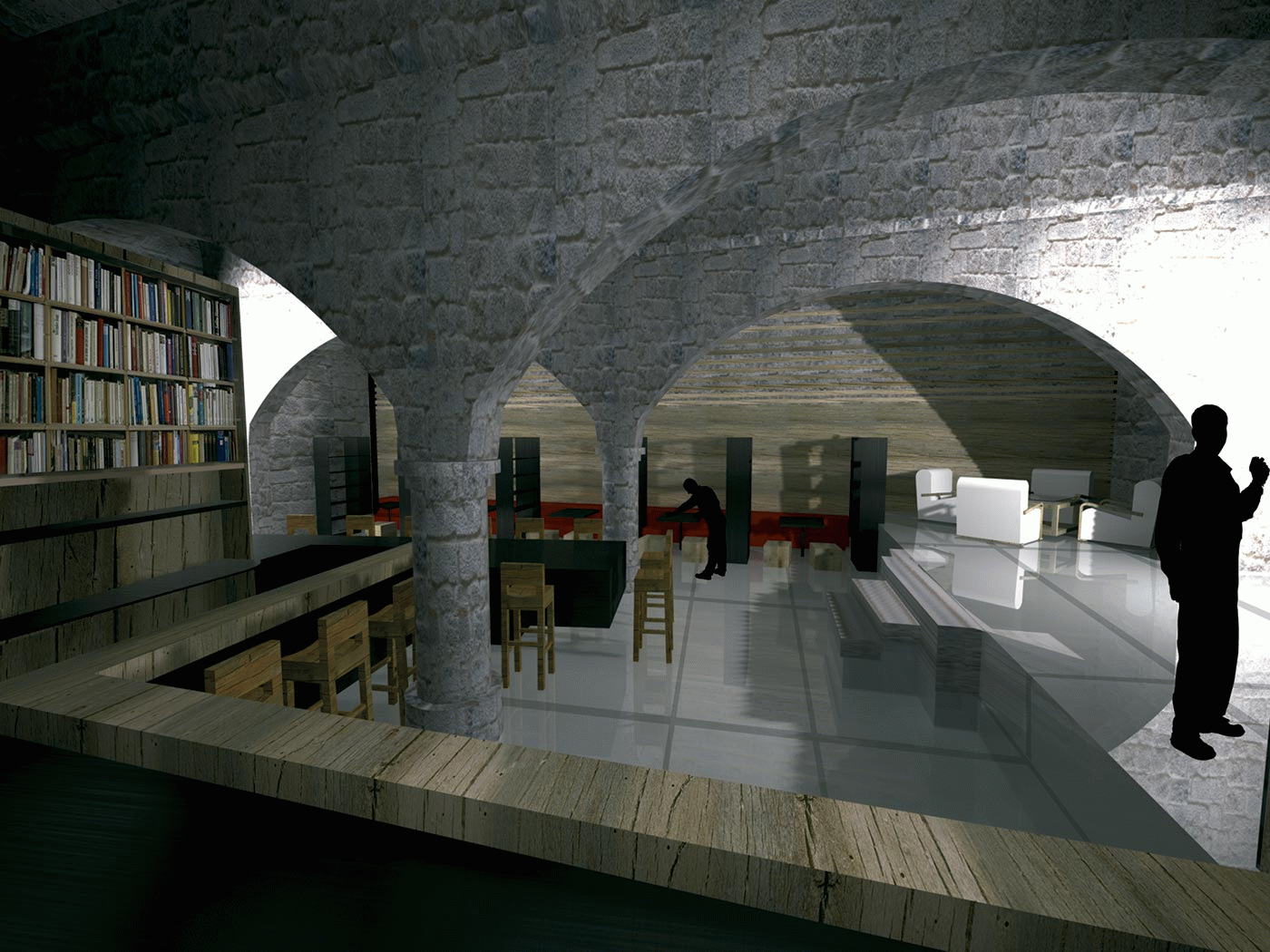 Lara Pujol Garriga - projecte d'un bar librería en una capella romànica en desús de Girona.