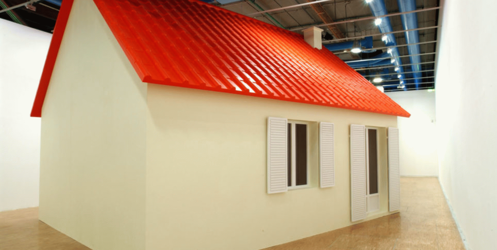 Le pavillon, Mathieu Mercier Prix Marcel Duchamp, Centre Pompidou, 2003, Paris. fiberglass, pvc, plexiglas, 500 x 675 x 557 cm