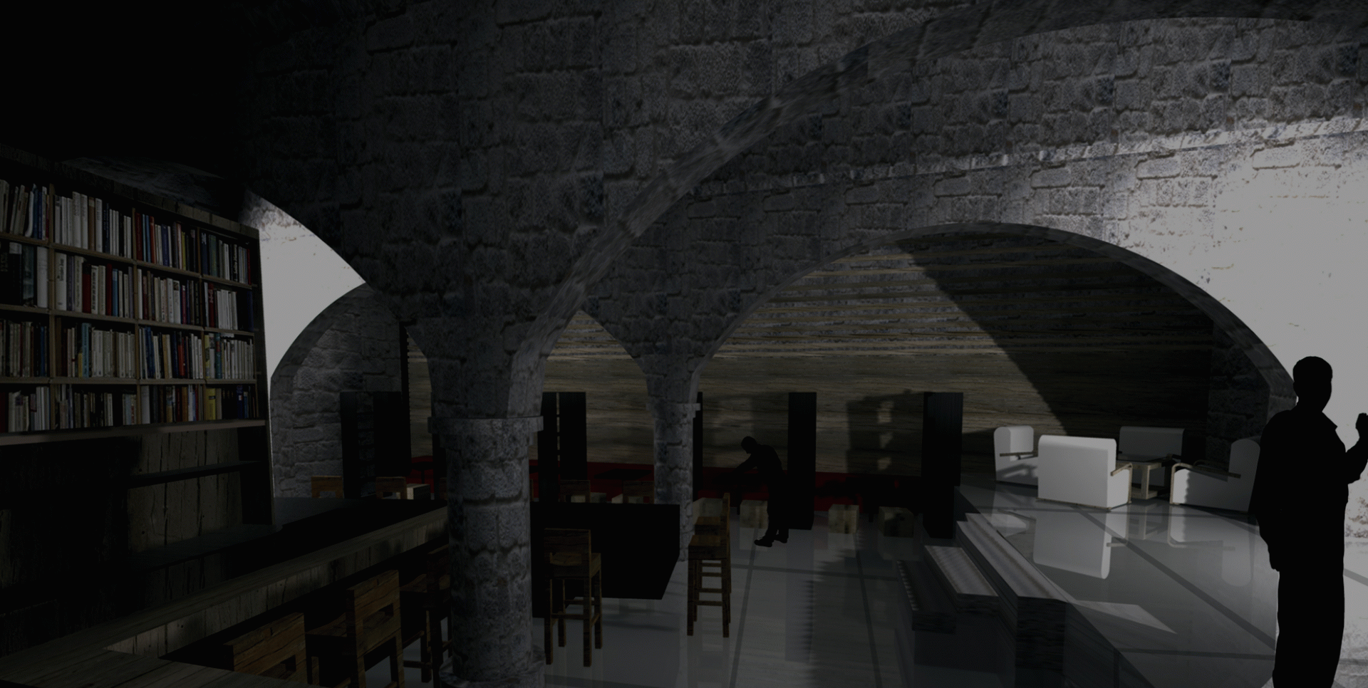 Lara Pujol Garriga - projecte d'un bar librería en una capella romànica en desús de Girona.